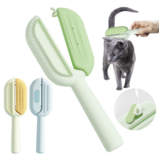 3-in-1 self-cleaning pet grooming brush with water tank for cats and dogs